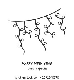 Christmas tree garland. Illustration on a white background. For icon, stamp, label, certificate, brochure, gift card, poster, coupon or banner decoration. Vector EPS 10.