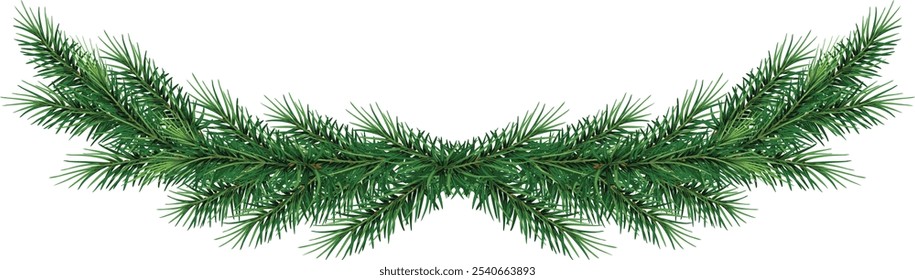 Christmas tree garland isolated on transparent background. Christmas tree garland decoration or holiday designs. Eps 10