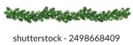 Christmas tree garland on transparent background. Realistic pine-tree branches with glowing sparkling Christmas lights decoration. Vector border for holiday banners, party posters, cards, headers.