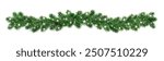 Christmas tree garland on transparent background. Realistic pine-tree branches with glowing sparkling Christmas lights decoration. Vector border for holiday banners, party posters, cards, headers.