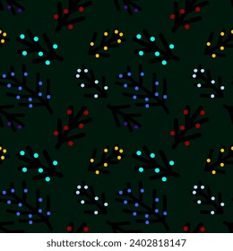 Christmas tree garland seamless vector pattern