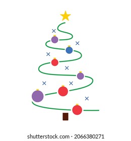Árbol de Navidad con Garland y decoración de pared de vectores de estrella, silueta de árbol de navidad en pared, decoración de puertas de Navidad, juguete de árbol de navidad, archivo de corte de Navidad, clipart de árbol de Navidad, decoración de arte de línea de pared de navidad