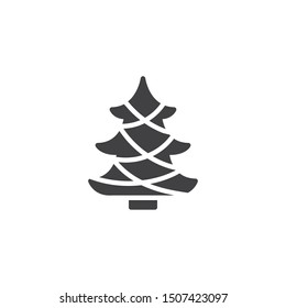 Christmas tree with garland vector icon. filled flat sign for mobile concept and web design. xmas tree decoration glyph icon. Symbol, logo illustration. Vector graphics
