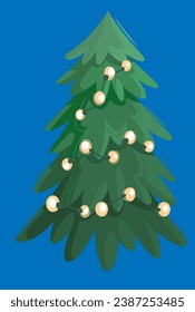 christmas tree with garland vector illustration