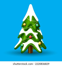 christmas tree with garlands and balls