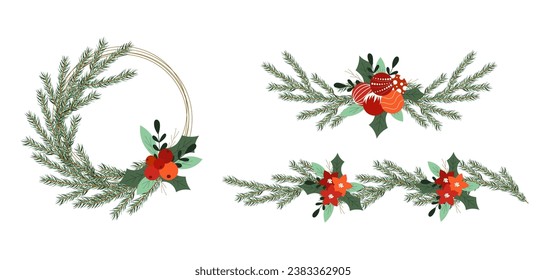 Christmas tree garlands. Decoration for card, invitation, party, design. Vector illustration.