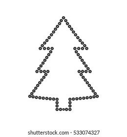 Christmas tree with gears, vector illustration. Abstract background.