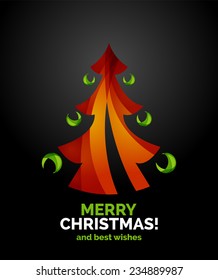 Christmas tree geometric design, modern simple shapes winter concept