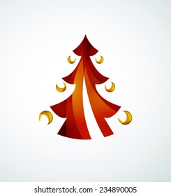 Diseño geométrico de árboles de Navidad, concepto de invierno de formas simples y modernas