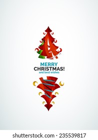 Christmas tree geometric design, modern simple shapes winter concept