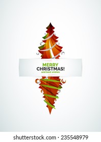 Christmas tree geometric design, modern simple shapes winter concept