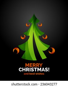 Christmas tree geometric design, modern simple shapes winter concept