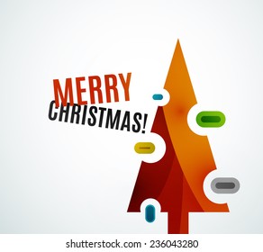 Christmas tree geometric design, modern simple shapes winter concept