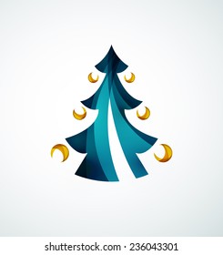 Christmas tree geometric design, modern simple shapes winter concept