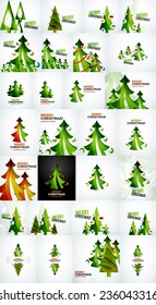 Diseño geométrico de árboles de Navidad, concepto de invierno de formas simples y modernas
