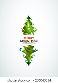 Christmas tree geometric design, modern simple shapes winter concept