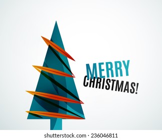Christmas tree geometric design, modern simple shapes winter concept