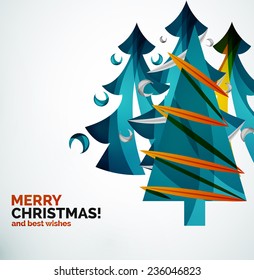 Christmas tree geometric design, modern simple shapes winter concept