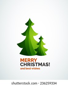 Diseño geométrico de árboles de Navidad, concepto de invierno de formas simples y modernas