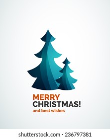 Diseño geométrico de árboles de Navidad, concepto de invierno de formas simples y modernas