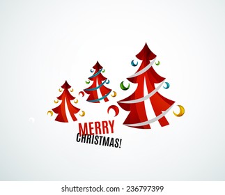 Christmas tree geometric design, modern simple shapes winter concept