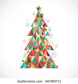 Christmas tree with geometric graphic decorate, vector illustration