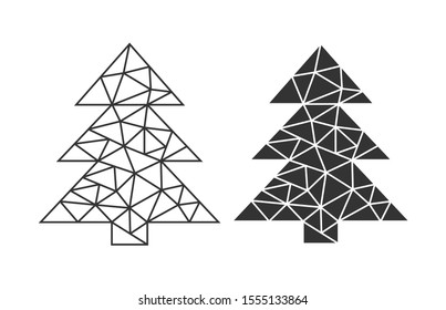 Christmas tree geometric polygonal logo.