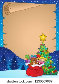 Christmas tree and gift bag parchment 2 - eps10 vector illustration.