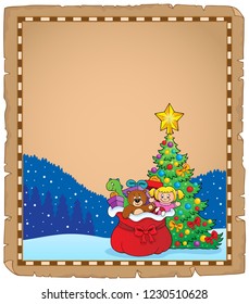 Christmas tree and gift bag parchment 1 - eps10 vector illustration.