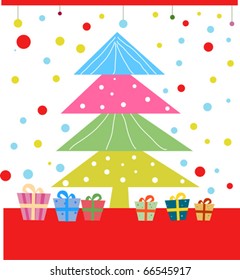 christmas tree, gift box, ball