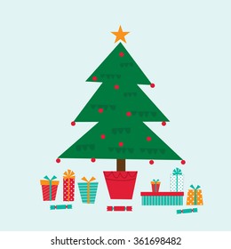 Christmas tree and gift box  design
