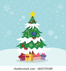 Christmas tree and christmas gift box for christmas and new year.	
