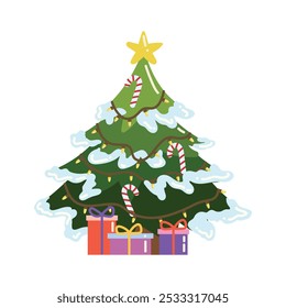 Christmas Tree With Gift Box Vector - 02