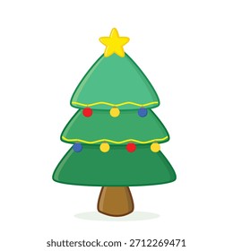 Christmas tree. christmas tree with gift box vector cartoon illustration