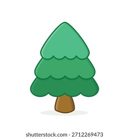 Árbol de navidad. árbol de navidad con caja de regalo ilustración de dibujos animados de Vector