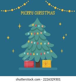 Christmas tree with gift boxes - Christmas concept	