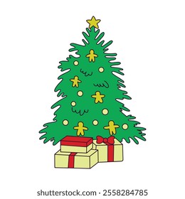 Christmas tree with gift boxes illustration vector