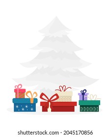 Weihnachtsbaum mit Geschenkbox. Frohe Weihnachten und glückliches neues Jahr