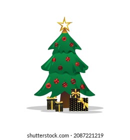 Christmas tree with gift boxs design vector
