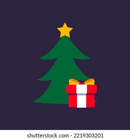 christmas tree with gift design illustration isolated on background