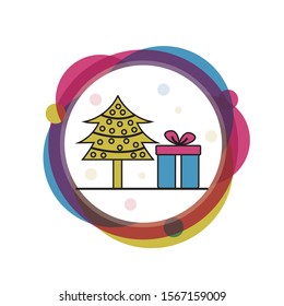 Christmas Tree With Gift icon flat design