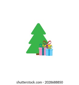 christmas tree with gift icon vector New Year sign 