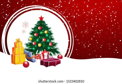 Christmas tree gift vector illustration