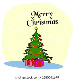 Christmas tree and gift vector image