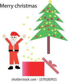 christmas tree and gift vector on white background.