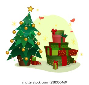 Christmas tree and gifts 