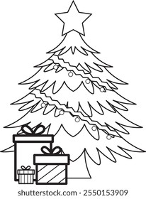 Árbol de Navidad con los regalos