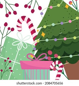 christmas tree gifts and candy decoration