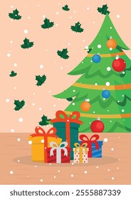 christmas tree with gifts for christmas celebration