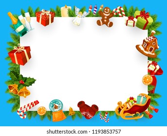 Christmas Tree Gifts Frame Border Copy Stock Vector (Royalty Free ...